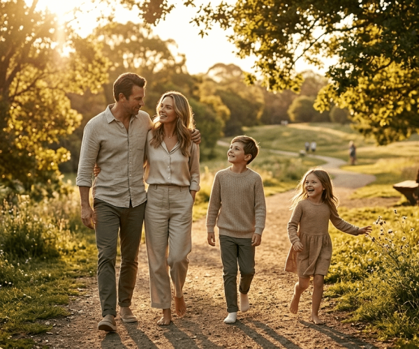 Imagen de familia en excursion en Semana Santa. Generada por Gemini