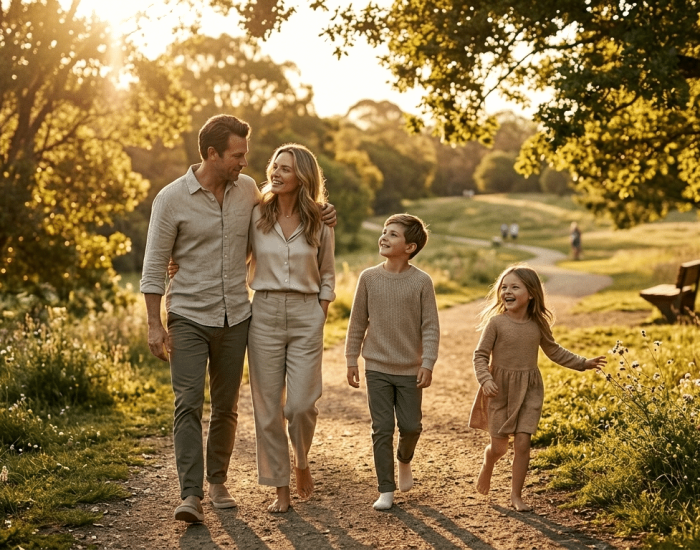 Imagen de familia en excursion en Semana Santa. Generada por Gemini