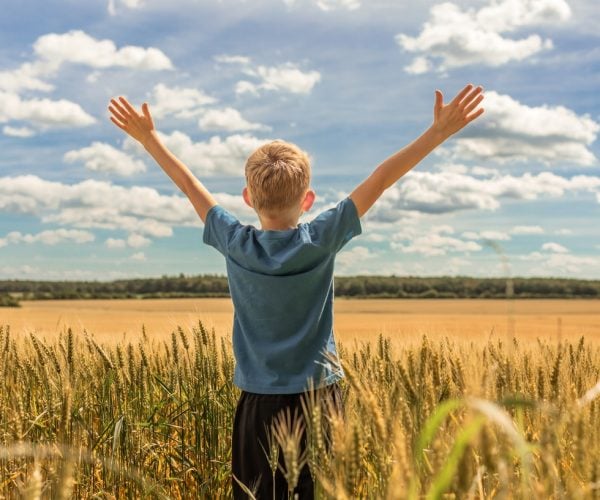 Niño feliz en el campo