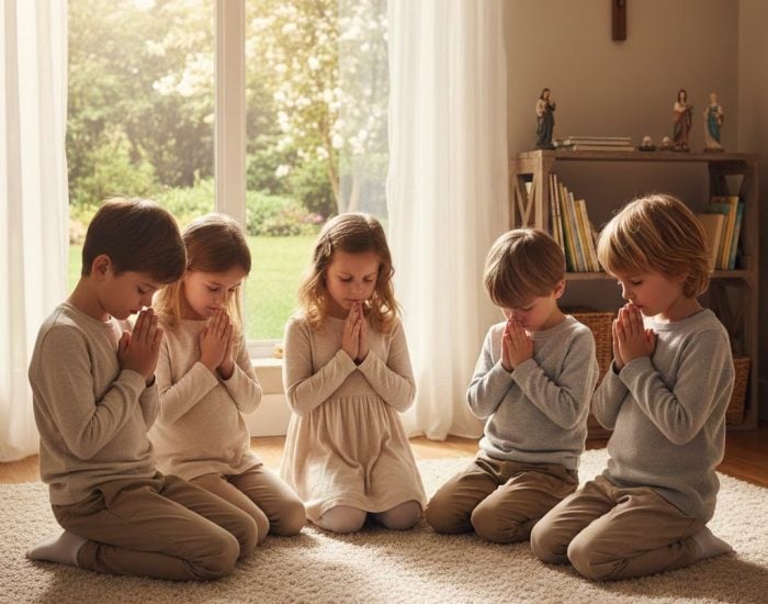 trucos para vivir la fe en familia aunque sintamos que vamos “a contracorriente”. Imagen creada con Gemini